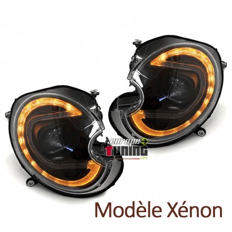 PHARES AVANTS NOIRS FEUX LED BMW MINI COOPER R55-R56-R57 2006-2014 AU XENON (05609)