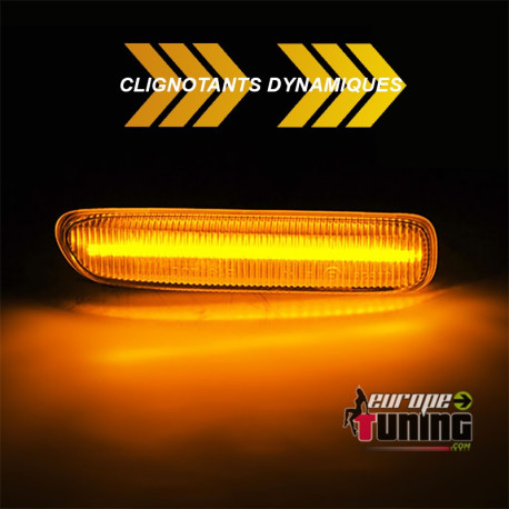 2 REPETITEURS CHROME - CLIGNOTANTS SEQUENTIELS LED DYNAMIQUE BMW SERIE 3 E46 PH1 (05615)