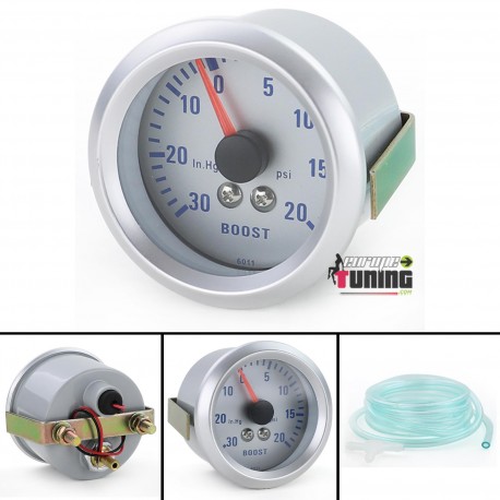 MANOMETRE 52mm PRESSION TURBO SILVER (02728)