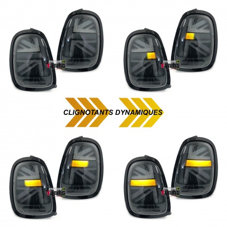 FEUX ARRIERES NOIRS LED UNION JACK MINI COOPER (05637)