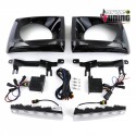 CACHES PHARES NOIRS AVEC FEUX DE JOUR DIURNES MERCEDES CLASSE G W463 1989-2012 (02946)