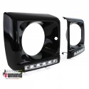 CACHES PHARES NOIRS AVEC FEUX DE JOUR DIURNES MERCEDES CLASSE G W463 1989-2012 (02946)