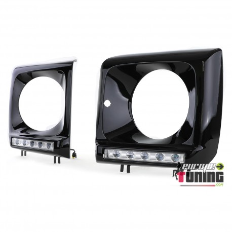 CACHES PHARES NOIRS AVEC FEUX DE JOUR DIURNES MERCEDES CLASSE G W463 1989-2012 (02946)