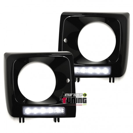 CACHES PHARES NOIRS AVEC FEUX DE JOUR DIURNES MERCEDES CLASSE G W463 1989-2012 (02946)