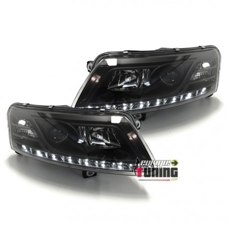 PHARES DE JOUR AU XENON AUDI A6 2004-2008 NOIRS (04181)