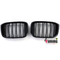 GRILLES DE CALANDRES SPORT NOIRES DOUBLE AILETTES BMW X3 G01 & X4 G02 (05709)
