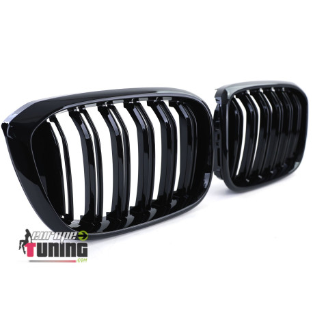GRILLES DE CALANDRES SPORT NOIRES DOUBLE AILETTES BMW X3 G01 & X4 G02 (05709)