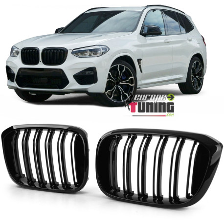 GRILLES DE CALANDRES SPORT NOIRES DOUBLE AILETTES BMW X3 G01 & X4 G02 (05709)