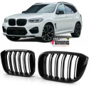 GRILLES DE CALANDRES SPORT NOIRES DOUBLE AILETTES BMW X3 G01 & X4 G02 (05709)