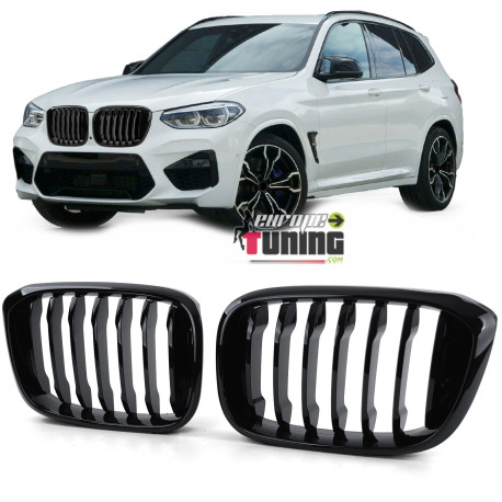 GRILLES DE CALANDRES NOIRES BRILLANTES SPORT M PERFORMANCE BMW X3 G01 - X4 G02 (05737)