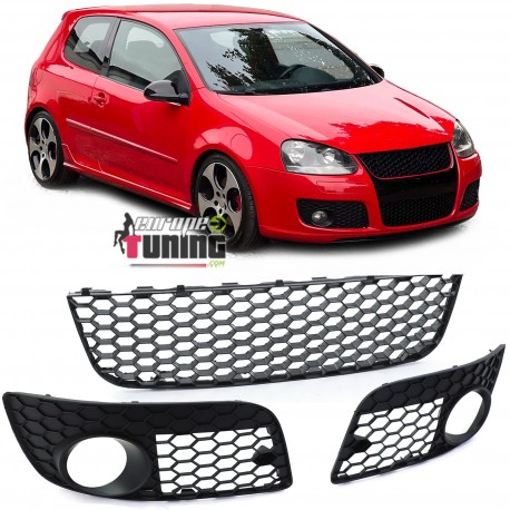 KIT GRILLES DE CALANDRES INFERIEURES SPORT NID D ABEILLE VW GOLF 5 GTI (05738)