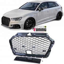 CALANDRE SPORT NOIRE GRILLE NID D ABEILLE LIGNE RS3 AUDI A3 8V 2016-2020 PH2 (05741)