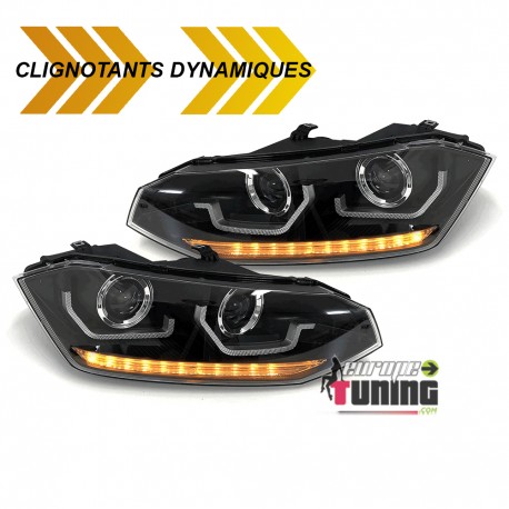 PHARES NOIRS FEUX CLIGNOTANTS SEQUENTIELS VW POLO 6 AW 2G 2017-2021 (05747)