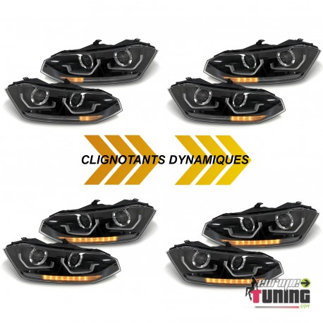 PHARES NOIRS FEUX CLIGNOTANTS SEQUENTIELS VW POLO 6 AW 2G 2017-2021 (05747)