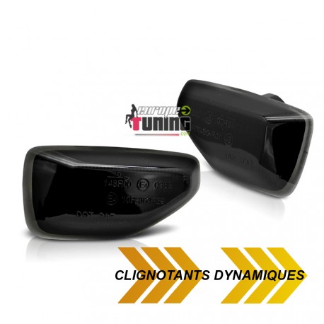 2 REPETITEURS NOIRS CLIGNOTANTS SEQUENTIELS LED DYNAMIQUE DACIA DUSTER SANDERO LOGAN (05794)