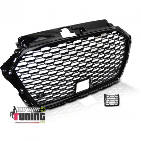CALANDRE SPORT NOIRE GRILLE NID D ABEILLE LIGNE RS3 AUDI A3 8V 2016-2020 PH2 AVEC CACHE (05827)