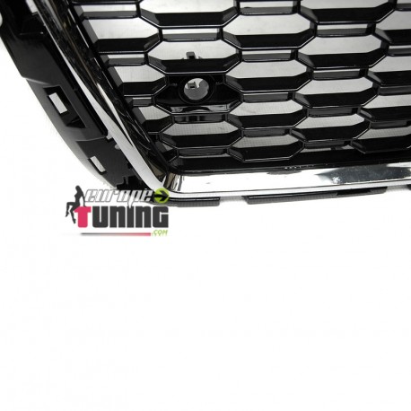 CALANDRE SPORT NOIRE ET CHROME GRILLE NID D ABEILLE LIGNE RS3 AUDI A3 8V 2016-2020 PH2 (05828)