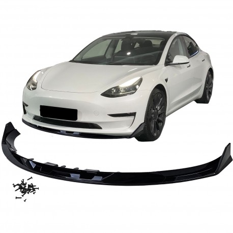 SPOILER AVANT LAME DE PARE CHOCS NOIR BRILLANT TESLA MODEL 3 (05836)