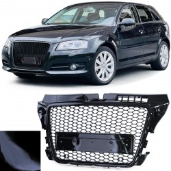 CALANDRE NOIRE BRILLANTE SPORT LOOK RS3 AUDI A3 8P2 AVEC PDC 2008-2012 (05873)