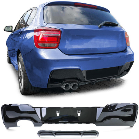 DIFFUSEUR SPORT NOIR BRILLANT SIMPLE SORTIE BMW SERIE 1 TYPE F20 F21 120d 125i 125d  (05923)