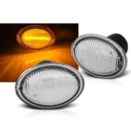 2 REPETITEURS CHROME CLIGNOTANTS LATERAUX LED FIAT 500 - FORD KA - LANCIA YPSILON (05796)