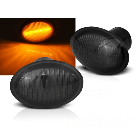 2 REPETITEURS NOIRS CLIGNOTANTS LATERAUX LED FIAT 500 - FORD KA - LANCIA YPSILON (05797)