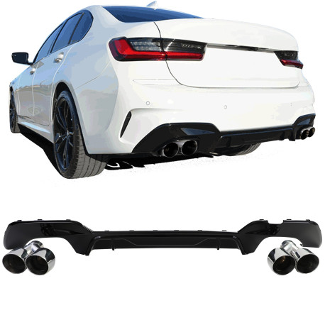DIFFUSEUR SPORT NOIR BRILLANT SORTIES CHROM BMW SERIE 3 G20 318 320 (05959)