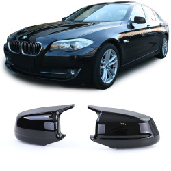 COQUES DE RETROVISEURS NOIRES BRILLANTES LIGNE PACK M BMW SERIE 5 F10 F11 (05968)