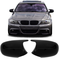 COQUES DE RETROVISEURS NOIRES BRILLANTES LIGNE PACK M POUR BMW SERIE 3 LCI E90 E91 E92 E93  (06004)