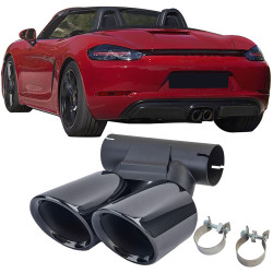 DOUBLES SORTIES ECHAPPEMENT SPORT NOIRES PORSCHE 718 CAYMAN / BOXTER TYPE 982 (06010)