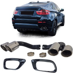 2 SORTIES ECHAPPEMENT NOIR SPORT DESIGN PACK M POUR BMW X6 E71 (05410)