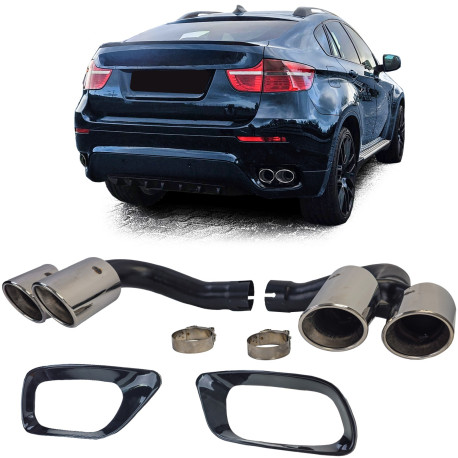 2 SORTIES ECHAPPEMENT NOIR SPORT DESIGN PACK M POUR BMW X6 E71 (05410)