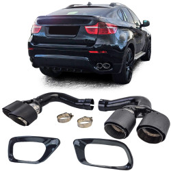 2 DOUBLES SORTIES ECHAPPEMENT ACIER ET CARBONE SPORT PACK M POUR BMW X6 E71 30d 40d (06019)