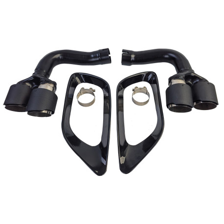 2 DOUBLES SORTIES ECHAPPEMENT ACIER ET CARBONE SPORT PACK M POUR BMW X6 E71 30d 40d (06019)