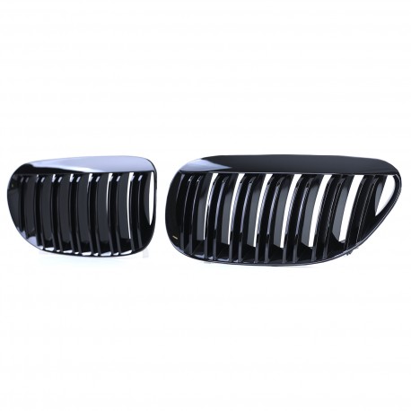 GRILLES CALANDRES SPORT NOIR BRILLANT DOUBLES LAMES BMW SERIE 6 E63 E64 (05127)