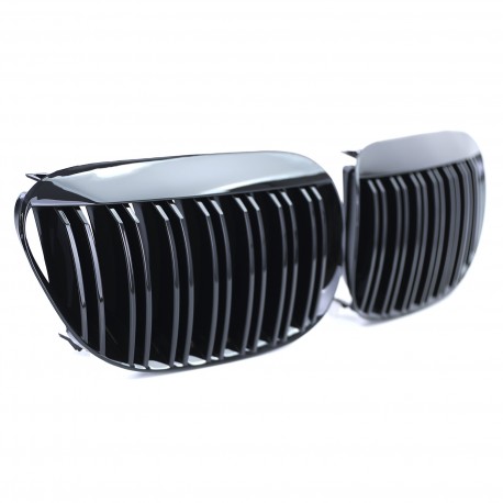GRILLES CALANDRES SPORT NOIR BRILLANT DOUBLES LAMES BMW SERIE 6 E63 E64 (05127)