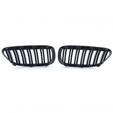 GRILLES CALANDRES SPORT NOIR BRILLANT DOUBLES LAMES BMW SERIE 6 E63 E64 (05127)