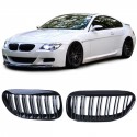 GRILLES CALANDRES SPORT NOIR BRILLANT DOUBLES LAMES BMW SERIE 6 E63 E64 (05127)
