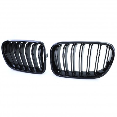 GRILLES CALANDRES SPORT NOIR BRILLANT DOUBLES LAMES BMW X3 F25 2010-2014 (05126)