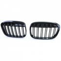 GRILLES CALANDRES SPORT NOIRES BRILLANTES DOUBLE AILETTES BMW X1 F48 APRES 2014 (04787)