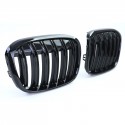 GRILLES CALANDRES SPORT NOIRES BRILLANTES DOUBLE AILETTES BMW X1 F48 APRES 2014 (04787)