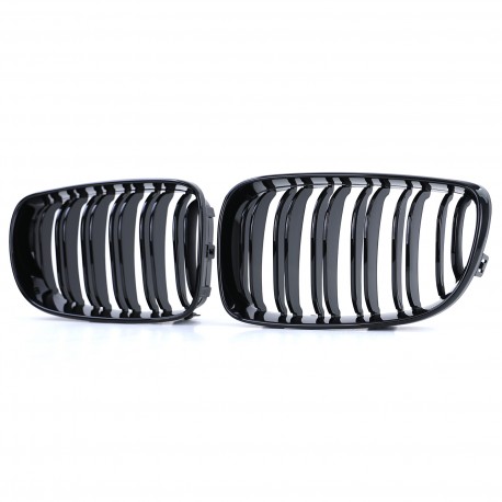 CALANDRES SPORT NOIRES BRILLANTES DOUBLES LAMES PACK M BMW SERIE 1 E81 E82 E87 E88 2007-2012 (05033)