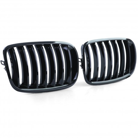 GRILLES CALANDRES SPORT NOIRES BRILLANTES BMW X5 E70 & X6 E71 (05012)