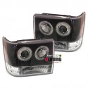 PHARES NOIRS FEUX AVANTS ANNEAUX LED JEEP GRAND CHEROKEE ZJ 1993-1999 (03242)