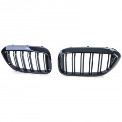 GRILLES CALANDRES NOIRES BRILLANTES SPORT DOUBLES AILETTES BMW SERIE 5 G30 G31 F90 (04953)