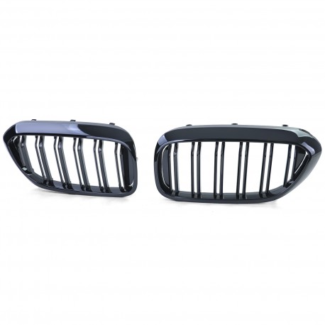 GRILLES CALANDRES NOIRES BRILLANTES SPORT DOUBLES AILETTES BMW SERIE 5 G30 G31 F90 (04953)