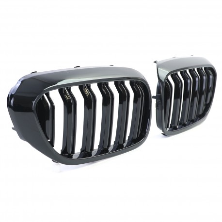GRILLES CALANDRES NOIRES BRILLANTES SPORT DOUBLES AILETTES BMW SERIE 5 G30 G31 F90 (04953)