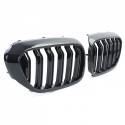 GRILLES CALANDRES NOIRES BRILLANTES SPORT DOUBLES AILETTES BMW SERIE 5 G30 G31 F90 (04953)