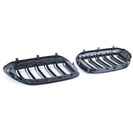 GRILLES CALANDRES NOIRES BRILLANTES SPORT DOUBLES AILETTES BMW SERIE 5 G30 G31 F90 (04953)