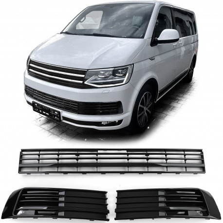 GRILLE NOIRE BRILLANTE CALANDRE SPORT PARECHOC VW T6 MULTIVAN 2015-2019 SANS AAC (06089)